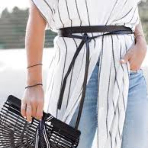 NWT ADA  Collection Seb -Umminnie Wrap Leather Belt -MAVI Metallic